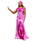 Women's Fashionable Printed Suspenders Slim Fit Long Dress Long Dress Scarf - kinko